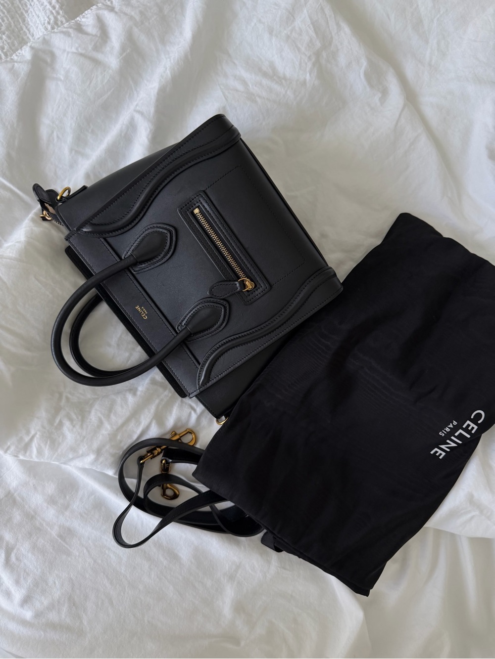 Celine Black Leather Mini Luggage Satchel with Gold Hardware - Picture 8 of 8